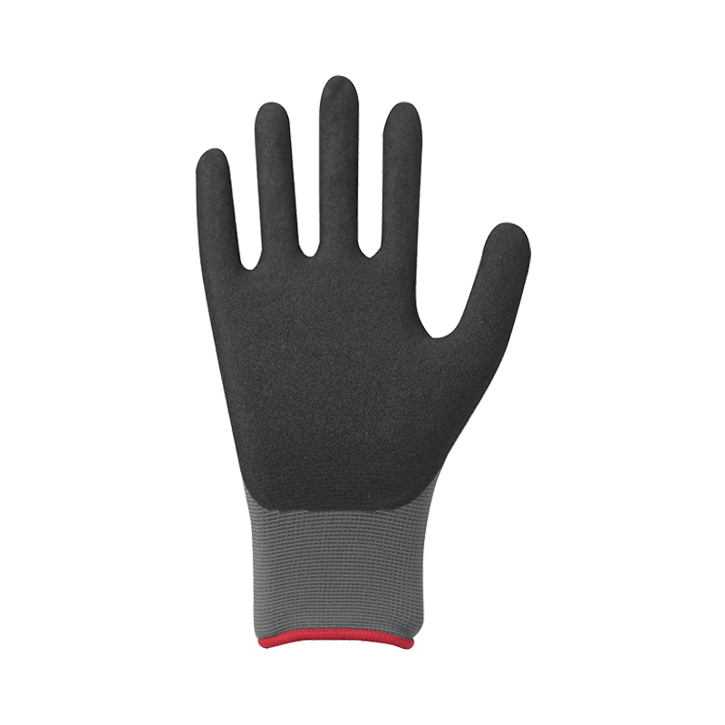 15G nylon/spandex foder med sandig nitrilbeläggning, nitrilstoppning på baksidan